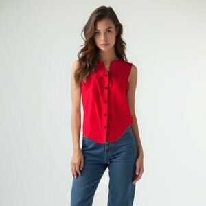 ❤️ Woods🌲 Red Sleeveless Leisure Athlete Top M